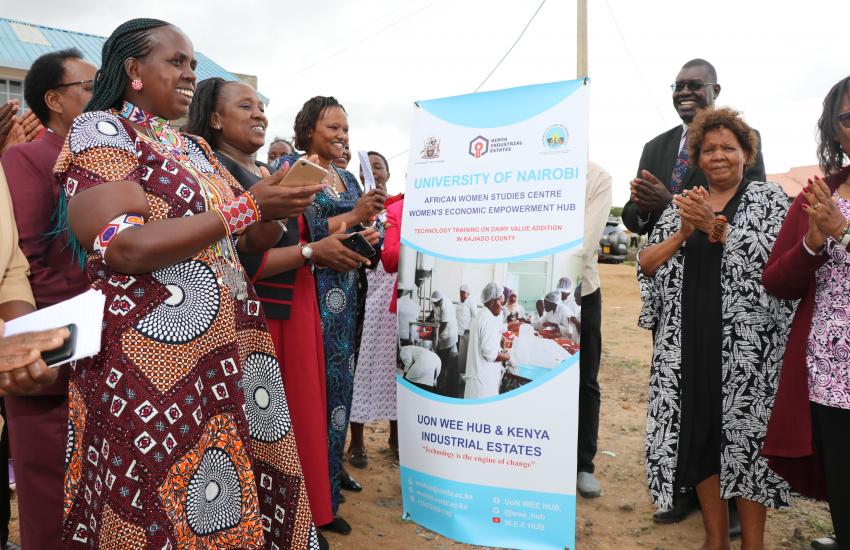 WEE Hub leader Prof Wanjiku Kabira, Kajiado County Women's representative Leah Sankaire and others at the event