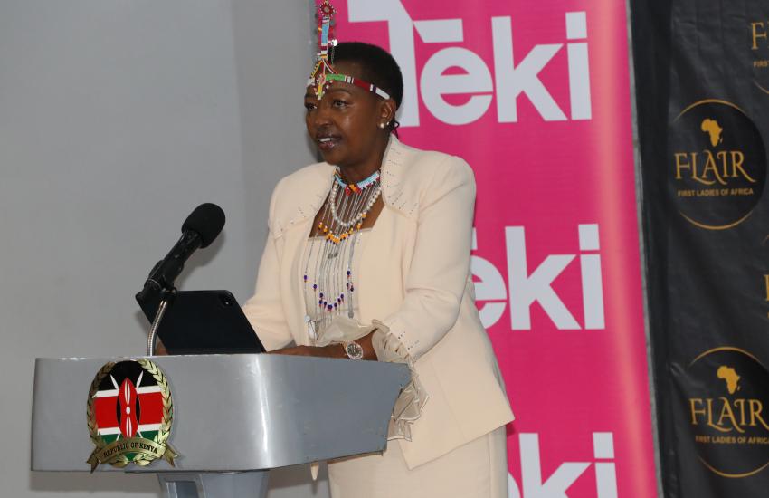 The First Lady Rachael Ruto addresses participants at event