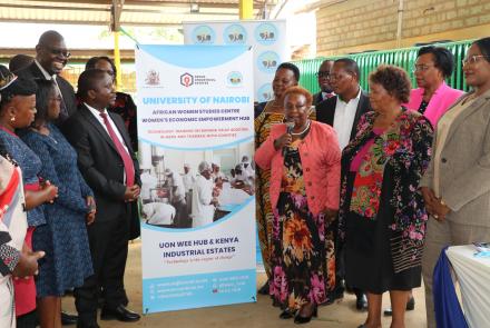WEE Hub Leader, Prof Wanjiku Kabira and the team launching the Technology Training on Banana Value Addition in Meru County