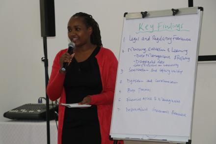 Rachael Keeru presents research findings