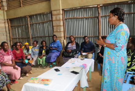 Prof Margaret Kobia addresses members of the Ntharene Self Help Group